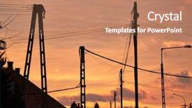  Presentation with electric pole - Slide set with electrical concrete pole background - electric lines against colorful sunset background and a coral colored foreground