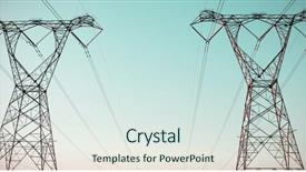  Presentation with electricity - PPT layouts having electrical conductivity - evening electricity pylon silhouette background and a sky blue colored foreground