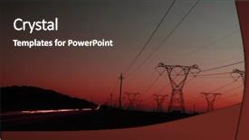  Presentation with electricity equipmet - PPT theme featuring electrical conductivity - evening electricity pylon silhouette background and a dark gray colored foreground