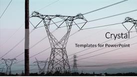  Presentation with electricity and circuits - Slide set consisting of electrical conductivity - evening electricity pylon silhouette background and a light gray colored foreground