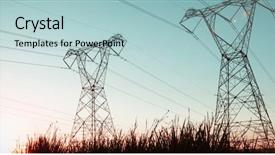  Presentation with electricity equipmet - Slide deck having electrical conductivity - evening electricity pylon silhouette background and a light blue colored foreground