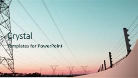  Presentation with electricity cell - Cool new slide deck with electrical conductivity - evening electricity pylon silhouette backdrop and a sky blue colored foreground