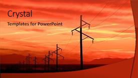  Presentation with telephone poles - PPT layouts consisting of electrical conductivity - telephone or power poles background and a red colored foreground