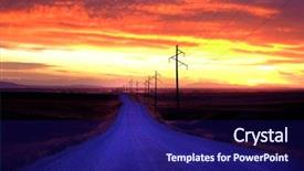  Presentation with telephone poles - Colorful PPT layouts enhanced with electrical conductivity - telephone or power poles backdrop and a navy blue colored foreground