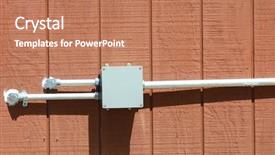  Presentation with electrical - PPT theme consisting of electrical conduits wirings - junction box on the wood background and a coral colored foreground