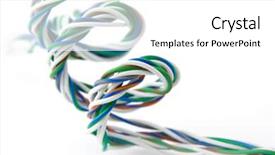  Presentation with cables wires electric wireing - Beautiful PPT theme featuring electrical connection - spiral of colored wires backdrop and a white colored foreground