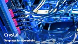  Presentation with datacenter - Amazing presentation design having electrical connection of internet servers backdrop and a ocean colored foreground