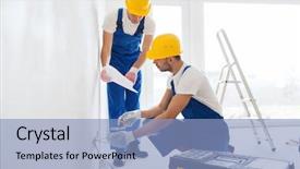  Presentation with building electrical - Presentation having electrical contractor - building renovation technology electricity background and a light blue colored foreground