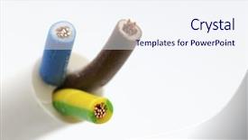  Presentation with electric cable - Beautiful presentation theme featuring electrical contractor - closeup of a three-phase electric backdrop and a sky blue colored foreground