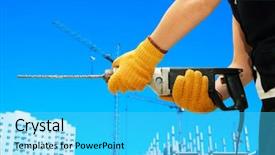  Presentation with building construction - Theme enhanced with electrical contractor - construction worker building with drill background and a  colored foreground