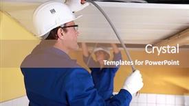  Presentation with craftsman - Theme with electrical contractor - craftsman and craftswoman working background and a coral colored foreground