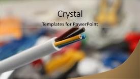  Presentation with electric cable - Presentation design with electrical contractor - electric cable on blurred instruments background and a mint green colored foreground
