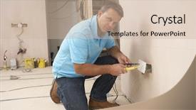  Presentation with electrical contractor - Colorful PPT layouts enhanced with electrical contractor - electrician installing wall socket backdrop and a soft green colored foreground
