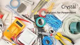  Presentation with electrical contractor - Slide deck featuring electrical contractor - electrician tools on wooden background background and a lemonade colored foreground