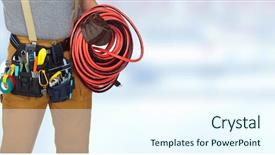  Presentation with electrical tools - Colorful slide set enhanced with electrical contractor - electrician with construction tools backdrop and a sky blue colored foreground