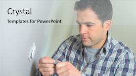  Presentation with electrical contractor - Presentation theme enhanced with electrical contractor - electrician working on a new background and a sky blue colored foreground