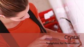  Presentation with electrical contractor - PPT layouts with electrical contractor - female electrician background and a red colored foreground