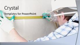  Presentation with electrical contractor - Amazing PPT theme having electrical contractor - worker often with a measuring backdrop and a sky blue colored foreground