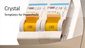  Presentation with electric - Theme consisting of electrical control panel - electric toggle-switch isolated background and a  colored foreground