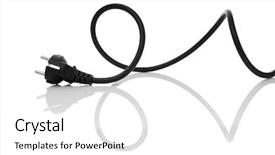  Presentation with power cable - Beautiful PPT theme featuring black electric cable isolated backdrop and a white colored foreground