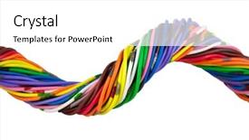  Presentation with wires - Colorful presentation theme enhanced with color wires isolated on white backdrop and a white colored foreground