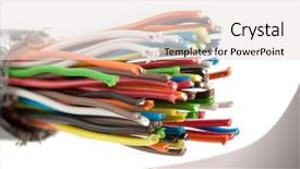  Presentation with wires - Slides having color wires isolated on white background and a lemonade colored foreground