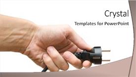  Presentation with power plug - Audience pleasing theme consisting of electric plug in a hand backdrop and a white colored foreground