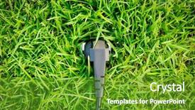  Presentation with outlet - Presentation theme enhanced with energy concept outlet in fresh background and a tawny brown colored foreground