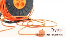  Presentation with backup - Slides with power backup - extension electric cable reel isolated background and a lemonade colored foreground