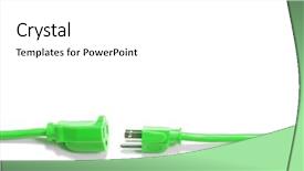  Presentation with green plug - PPT theme consisting of green plug isolated on white background and a white colored foreground