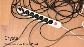  Presentation with power - Beautiful slides featuring overloaded power boards on wooden backdrop and a coral colored foreground