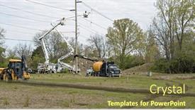  Presentation with utility - Theme consisting of electrical-crew-preparing-to-install background and a tawny brown colored foreground
