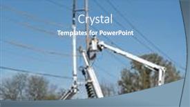  Presentation with utility - PPT theme enhanced with electrical-crew-work-on-replacing background and a teal colored foreground