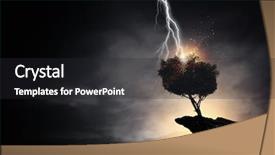  Presentation with lightning - Amazing slide set having electrical discharge - bright lightning hit the tree backdrop and a dark gray colored foreground
