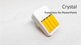  Presentation with batteries - Presentation design enhanced with electrical discharge - image of charger with two background and a white colored foreground