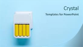 Presentation with batteries - Amazing presentation theme having electrical discharge - image of charger with yellow backdrop and a cool aqua colored foreground