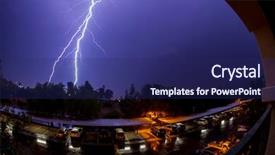  Presentation with lightening - PPT theme having electrical discharge - lightening storm in southern california background and a navy blue colored foreground