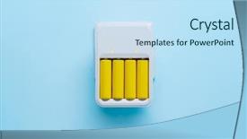  Presentation with batteries - Audience pleasing PPT theme consisting of electrical discharge - photo of charger with yellow backdrop and a sky blue colored foreground