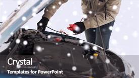  Presentation with transportation - Presentation theme having electrical discharge body - transportation winter people and vehicle background and a dark gray colored foreground