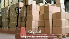  Presentation with pallet - Theme having boxes and fork pallet truck background and a tawny brown colored foreground