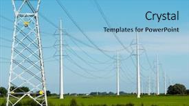  Presentation with green power - Audience pleasing PPT layouts consisting of electiric distributer - high voltage power lines green backdrop and a light blue colored foreground