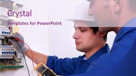  Presentation with electrical electronics - Beautiful presentation theme featuring electrical electronics - electricians backdrop and a sky blue colored foreground