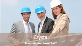  Presentation with solar panels - Colorful theme enhanced with electrical electronics - engineers checking solar panels setup backdrop and a coral colored foreground