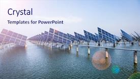  Presentation with solar panels - PPT layouts having electrical energy - group of solar panels background and a sky blue colored foreground