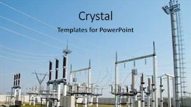  Presentation with high voltage - Audience pleasing PPT layouts consisting of electrical energy - part of high-voltage substation backdrop and a light blue colored foreground