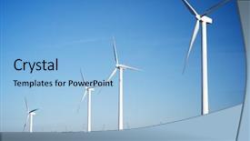  Presentation with electric power distribution systems - Presentation design consisting of electrical energy - windmills for electric power production background and a light blue colored foreground