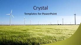  Presentation with windmills - PPT theme consisting of electrical energy - windmills for electric power production background and a light blue colored foreground