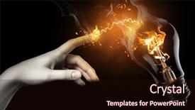  Presentation with illuminated - Amazing presentation theme having electrical energy - woman pointing to the illuminated backdrop and a wine colored foreground