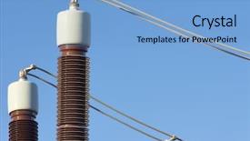  Presentation with transformer power - Cool new slide set with electrical engeneering - detail of a power transformer backdrop and a light blue colored foreground