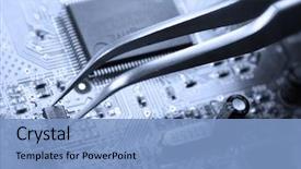  Presentation with electrical - PPT theme consisting of electrical engineer - assembling a circuit board background and a light blue colored foreground
